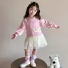 Vestido Infantil Outono 2025 Novo Estilo Infantil Vestido Moletom Manga Longa Borboleta Vestido Princesa para Bebê Menina Primavera e Outono