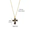 Colar Pingente Cruz Flor Colorida de Resina em Aço Inoxidável para Mulheres, Corrente Banhada a Ouro 18K, Corrente de Clavícula Fashion e Exquisite