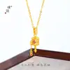 Collar de Cascabel de Serpiente de Lujo con Forma de Cruz Estilo Chino Vintage con Arena Dorada de Diamantes Completa de la Tienda de Oro Puzuo para Mujeres