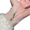 Atacado do Fabricante: Conjunto de Colar de Cabacinha de Jade Verde Natural Xiaohongshu com Inlay de Prata S925, Corrente de Clavícula Fresca e Simples
