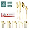 Conjunto de faca e garfo de aço inoxidável de cintura fina Amazon 24 peças hotel Western faca e garfo de bife conjunto de talheres cruzados transfronteiriços