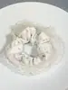 Elástico de Cabelo Scrunchie Listrado com Renda Estilo Coreano para Mulheres, Acessório de Cabelo Suave e Elegante, Elástico de Cabelo Scrunchie Estilo Coreano