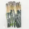 Novo Conjunto de Pincéis de Maquiagem: Conjunto Nuvem Verde de 14 Peças, Ferramentas Completas de Maquiagem Incluindo Pincel para Sombra, Pincel para Pó, Pincel para Base, Pincel para Blush, Pincel para Contorno do Nariz