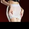 Sexy minifalda estilo beso con cortes sin costuras, tejido ultra fino 5D sedoso y brillante, ribete de encaje y un diseño que realza la figura para mujer.