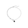 Collar de cadena doble de amor dulce y genial para mujer, de nicho de lujo ligero, suéter, cadena para suéter, sentido del diseño, cadena para clavícula de alta calidad, venta al por mayor