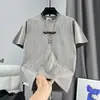 Moda Masculina Tendencia Estampado de Letras Degradadas Holgado Casual Manga Corta Superior Versátil para el Día a Día Camiseta Elegante de Cuello Redondo