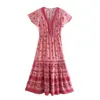 Vestido largo de otoño para mujer estilo europeo y americano 2020, manga corta de rayón con posicionamiento, venta al por mayor