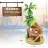 Decoración de pecera Zhongle, acuario de rocalla artificial, cabaña de coco, conjunto de pecera de resina, decoración de hierba de coco