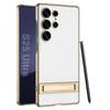 Adecuado para Funda de Teléfono Móvil Samsung S26/25Ultra S24U Electrochapada Cuero Liso Soporte de Ajuste de Engranaje Agujero Preciso Cubierta Protectora Anticaída