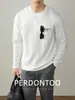 [Modal Sensação de Nuvem Luxuosa] Calça com Bolso Frontal com Aba e Zíper Camiseta Básica Gola Redonda Manga Longa Casual Outono e Inverno para Homens