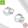 Charm de plata original plata s925 doble anillo hebilla de oreja moda femenina geométrica estilo commuter pendientes pendientes al por mayor SCE1199