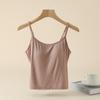 Camisola rosa feminina base interna 2024 Verão novo estilo doce e ousado peça externa curta gola U top em I