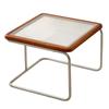 Mesa de Centro Vintage para Sala de Estar, Juego de Mesas Pequeñas para Té para el Hogar, Lujo Ligero Moderno Tendencia Ratán Simple Acero Inoxidable Ins