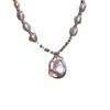 Colar de pérolas irregulares barrocas francesas com gota d'água, leve, luxo, temperamento de alto senso, corrente de clavícula, colar retrô, atacado