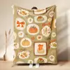 Manta Polar de Franela con Estampado de Calabaza Hoja de Arce Acción de Gracias Otoñal Festival de la Cosecha Calabaza de Dibujos Animados Manta para Siesta Personalizada