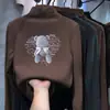 Camada base feminina com gola alta e forro de fleece, novo estilo outono/inverno 2026, camiseta interna de manga comprida, top com forro de fleece para crianças mais velhas