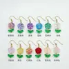 Pendientes colgantes de flor de cinco pétalos de vidrio de colores, estilo largo, diseñados para realzar los rasgos faciales y crear un efecto adelgazante, con ganchos de acero inoxidable para orejas, ofreciendo un look fresco y dulce