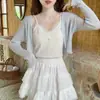Cardigã de Proteção Solar, Estilo Fino para Mulheres, Combinado com um Vestido Slip, Xale de Verão, Pequena Capa Estilo Francês, Jaqueta de Seda Gelo