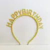 Estilo Coreano Letra Felizcumpleaños Feliz Cumpleaños Diadema de Perlas Banda para el Cabello Tocado Sombrero Corona Venta al por Mayor en Stock