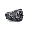 R0058-HK02 Moda retro de personalidad europea y americana, anillo de acero de titanio para hombre con estrella de cinco puntas de Satanás, anillo de cinco puntas