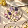 Posavasos acrílico transparente con impresión decorativa, forma redonda, decoración popular transfronteriza, adorno floral, regalo para el Día de la Madre