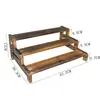 Prateleira Escada Vintage de Três Camadas Rack de Armazenamento Manual de Madeira Maciça Base para Bonecos de Caixa Surpresa Suporte Grande Capacidade Rack de Exibição de Pulseiras