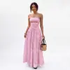 26 Ropa de Mujer de Comercio Exterior Transfronterizo Europeo y Americano Vestidos Estilo Resort Lunares Franceses Sin Tirantes Sin Mangas Sexy Cintura Ceñida