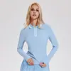 Novo Estilo Gola Esportiva Manga Longa Feminino Justo Roupas de Yoga Top Treino ao Ar Livre Esportes de Golfe Roupa