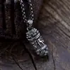 Plata de Ley S925 Colgante Vintage Personalizado Caja de Mantra de Seis Sílabas Colgante Gawu Colgante Finamente Elaborado del Mantra Shurangama Amuleto Mazo
