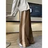 Pantalones deportivos casuales de retazos a rayas estilo americano para hombre, pantalones rectos casuales deportivos de otoño, pantalones holgados de pierna ancha, modernos y elegantes