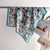 Pañuelo de Seda Cuadrado Estampado con Papel de Flor Silvestre Verde Pañuelo Avanzado Bufanda Profesional Versátil Cuadrado Pequeño para Cuello Bufanda para Mujer