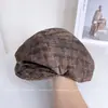 Gorra de Newsboy Personalizada Estilo Coreano Tie-Dye Prensado Lateral para Mujer, Gorra Versátil Vintage de Pato para Otoño, Elegante Gorra Delantera Plegada en Forma de Nube