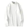 Camiseta Básica de Veludo Alemão de Gola Média para Homens no Outono e Inverno, Gola Alta, Forrada com Lã, Espessada, Veludo Dupla Face, Manga Longa Trbottomy