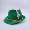 Sombrero de jazz de fieltro gris alemán al por mayor de fábrica, sombrero de fieltro Oktoberfest no tejido con pluma, sombrero de escenario