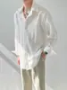 Camisa de Alta Gama para Hombre, Manga Larga, Plisada, Camisa de Moda Estilo Coreano, Nuevo Estilo de Verano, Atractiva, Holgada, Top Casual para Hombre