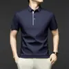 Nueva Camisa Polo de Manga Corta para Hombre Verano 2025 Sencilla de Seda de Hielo Delgada Fresca Transpirable Casual de Negocios para Hombre