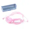 Óculos de natação HD para atacado, silicone, antiembaçante, protetores auriculares unidos, óculos para adultos masculinos e femininos, equipamento de óculos de natação em caixa