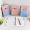 Caderno A5 Espiral Duplo, Novo Material Transfronteiriço com Glitter e Materiais Brilhantes, Capa de PP Impermeável Portátil com Espiral de Ferro e Impressão UV