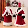 Vestido de Festa Festival de Natal Estilo Garrafa de Vinho Tinto Capa com Acabamento em Veludo Roupa Externa para Garrafa de Vinho Decoração de Mesa Pequenos Itens