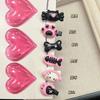Pasador para el cabello de hueso de gatito rosa y negro Y2K Sexy Corazón Mini Clip de pico de pato Chica Corazón Dibujos animados Tocado Flequillo femenino