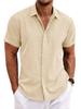 Camisas de Lino para Hombre, Camisetas Retro de Manga Corta, Camisas Sueltas de Talla Grande para la Playa