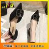Flats de Punta con Boca Baja para Mujer 2025 Nuevo Estilo Hueco Pedrería Hebilla Cuadrada Sencillos Moda Stiletto Tacones Pequeños Tacones Altos