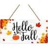 ¡Hola, otoño! Letrero de Bienvenida Otoño madera decorativa tablero de madera pintura colgante de pared placa decorativa de puerta interior y exterior pintura decorativa