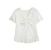 2626-2026 Estilo Novo Primavera/Verão Top Casual Puro Desejo com Decote V para Mulheres, Camiseta Sexy de Manga Curta com Caimento Ajustado