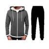 Nuevo Suéter Casual con Cremallera y Capucha para Hombre, Conjunto de Cárdigan Color Block