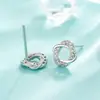 Brincos de Anel de Möbius, Brincos Geométricos Espirais Cravejados de Diamantes, Novo Design de Nicho de Luxo Leve, Brincos Populares de Alta Gama