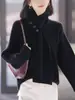 Nuevo Suéter de Punto Estilo Coreano Suave y Sedoso Elegante con Bufanda Desmontable Otoño e Invierno 2025