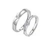 Anéis de Zircônia para Casal de Princesa e Príncipe com Design Aberto, Anéis de Casamento Simples de Luxo Leve para Homens e Mulheres, Presente de Alto Padrão
