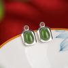 Joyería Yuebao Plata Esterlina S925 Jade Hetian Rojo del Sur Jaspe Retro Temperamento Aretes Cuadrados de Huevo Aretes Geométricos de Plata