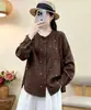 Estilo Nuevo de Otoño Artístico y Fresco Doble Capa Algodón Gasa Bordado Lunares Cuello con Volantes Holgada Versátil Blusa Mayoreo